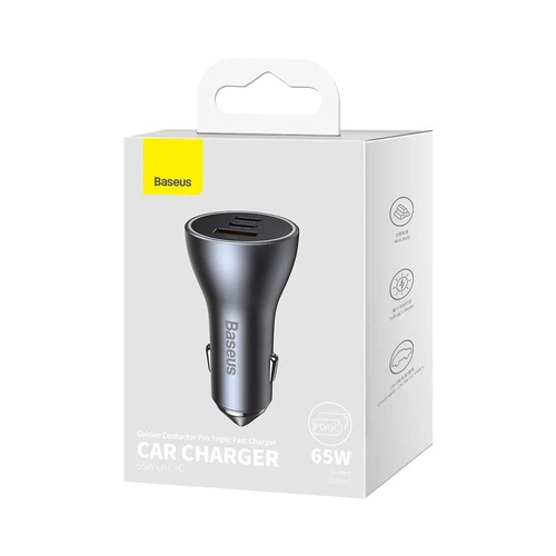 מטען מהיר לרכב Baseus Triple Fast Car Charger 65W U+C+C