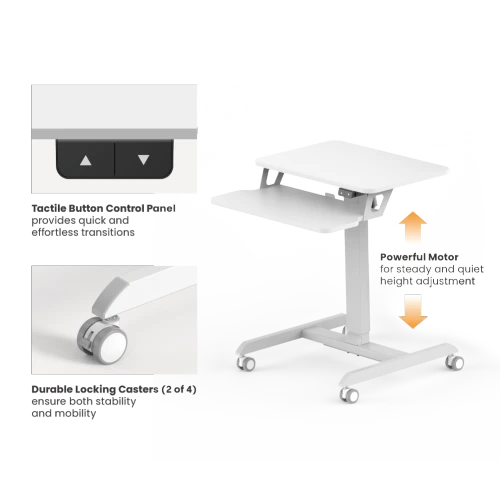שולחן מקלדת ארגונומי קטן LUMI מתכוונן לגובה - לבן