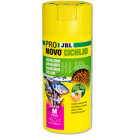 JBL מזון דגים פרו נובו ציקליד מגורען 250 מ"ל  PRONOVO CICHLID GRANO M