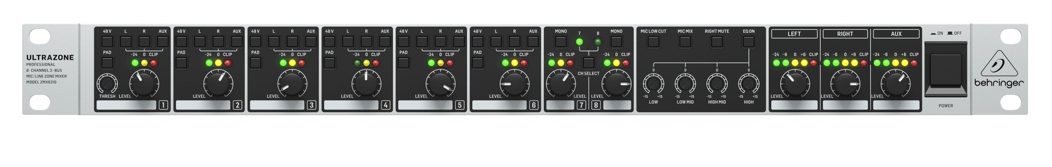 מיקסר 8 ערוצים  Behringer ZMX8210 V2 1U מותאם להתקנות