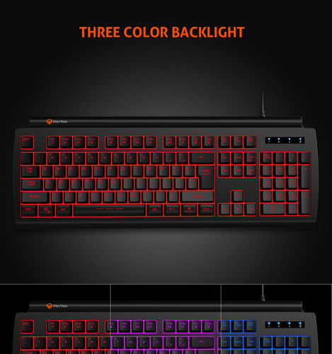 מקלדת גיימינג Meeeption MT-K9000 blackrgb מואר עיצוב ארגונומי בגודל מלא 104 מקשים קווית משחקים קווית מקשים