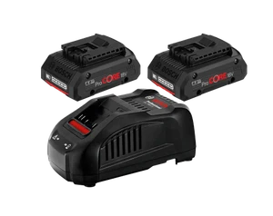 סט סוללה בוש 18v שתי יחידות ומטען בוש 2xPC18V4.0+GAL1880CV מק"ט 1600A016GF בוש