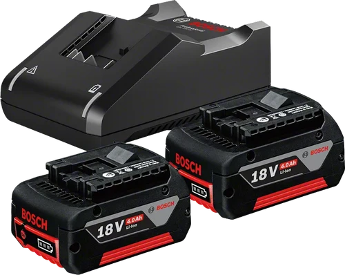 סט סוללה בוש 18v שתי יחידות ומטען בוש  2 x GBA 18V 4.0Ah + GAL 18V-40 מק