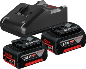 סט סוללה בוש 18v שתי יחידות ומטען בוש GBA 18V 4.0Ah batteries *2+  GAL 18V-40  מק"ט 1600A019S0 בוש