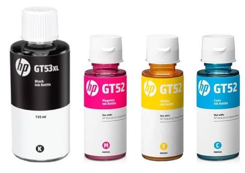  סט מיכלי דיו שחור/אדום/צהוב/כחול HP GT53XL+GT52 - מקורי  