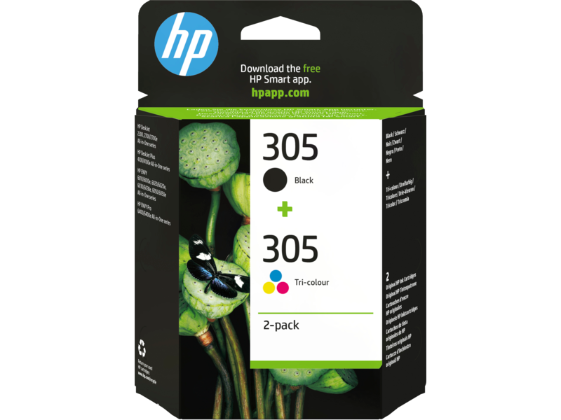 זוג ראשי דיו שחור/צבע HP 305 - מקורי