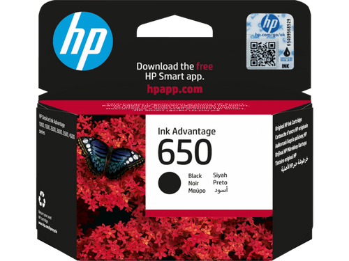 ראש דיו שחור HP 650 Black - מקורי