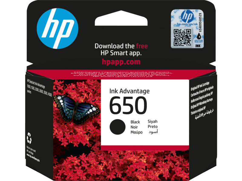 ראש דיו שחור HP 650 Black - מקורי
