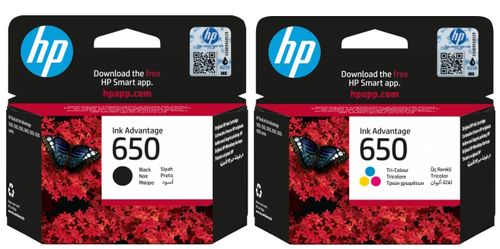 סט ראשי דיו  צבע/שחור HP 650- מקורי