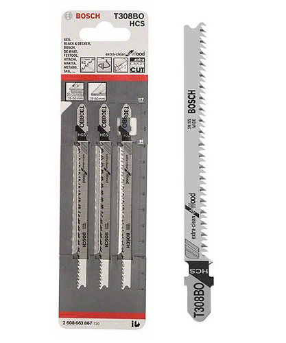 סט 5 מסוריות לג'יקסו לחיתוך עץ אורך 117 ממ BOSCH T308BO