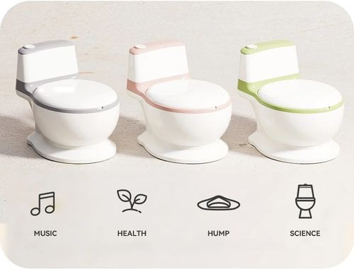 סיר גמילה בצורת אסלה עם אפקט הורדת מיים ומושב ארגונומי - אפור