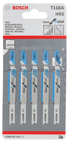 סט 5 מסוריות למסור אנכי/ג'יקסו לחיתוך ברזל אורך 92 BOSCH T118A