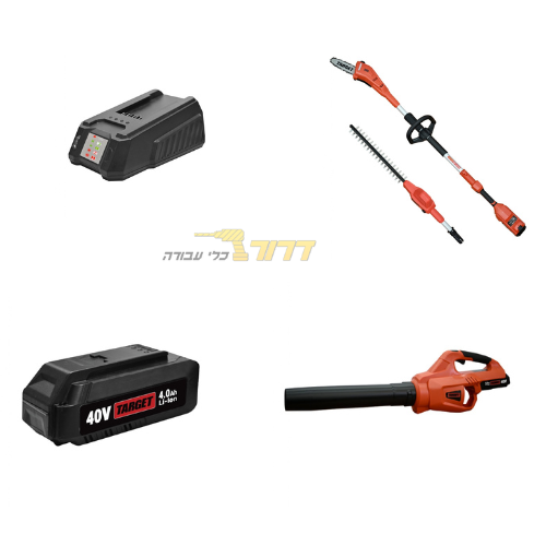 מולטי טול משור גובה ומגזמת נטען 40V + מפוח עלים 40V PBC40S + סוללה 4 אמפר + מטען מהיר