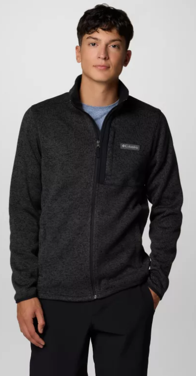 מעיל פליז לגברים Sweater Weather Full Zip אפור/שחור – Columbia