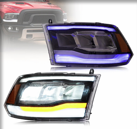 פנסים קדמיים ללא עדשות  dodge ram 2008-2018 full led