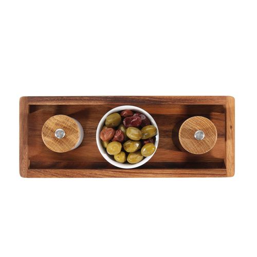 מגש ידיות מלבני XS עץ שיטה serving tray acacia