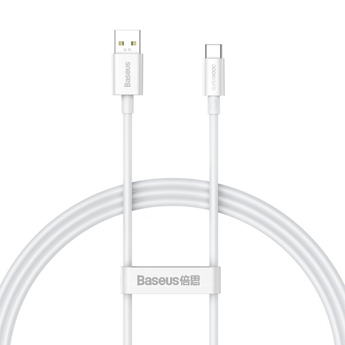 כבל טעינה מהירה USB-A ל-USB-C באורך 1 מטר Baseus Superior 65W לבן