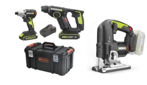 בנדל פטישון WU380S WORX + מברגת אימפקט WU290.1+ גקסו נטען +2 סוללות 4 אמפר + מטען וולט בארגז WU380.3