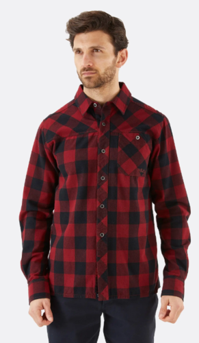חולצת כותנה מכופתרת לגברים Boundary Shirt  שחור/אדום – RAB