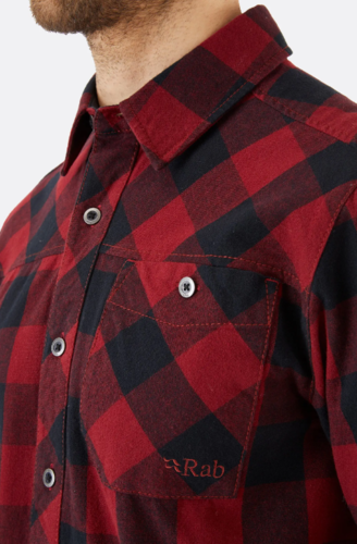 חולצת כותנה מכופתרת לגברים Boundary Shirt  שחור/אדום – RAB