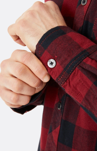 חולצת כותנה מכופתרת לגברים Boundary Shirt  שחור/אדום – RAB