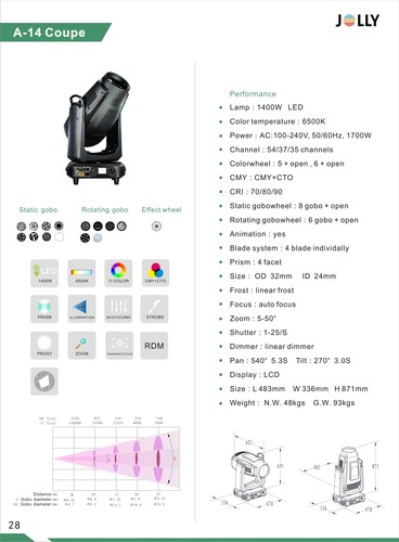 מובינג לד Jolly A14 Coupe BSW+ Framing 1400w