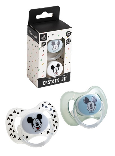 זוג מוצצים מידה 0-6 חודשים מיקי מאוס