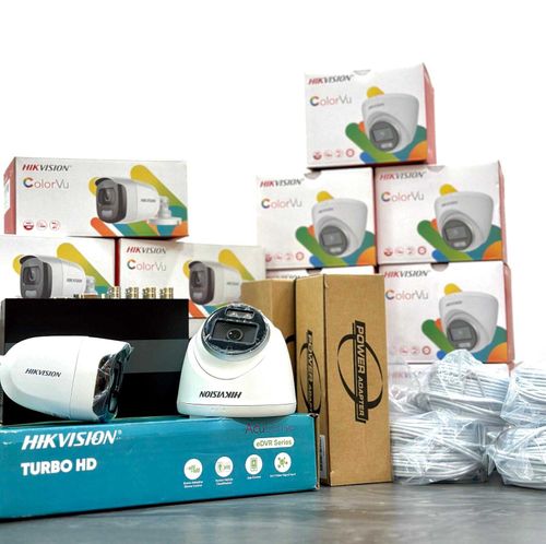 קיט 4 מצלמות כיפה  + מערכת הקלטה אנלוגי 3K מבית HikVision COLORVIEW