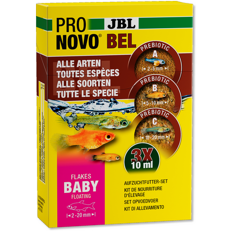 JBL מזון דגים פרו נובו בל דפים לשרצים  10X3 מ"ל   PRONOVO BEL FLAKES BABY
