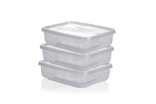6 מיכלי 1 ליטר עם מכסה - שקוף חלב