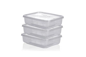 6 מיכלי 1 ליטר עם מכסה - שקוף חלב