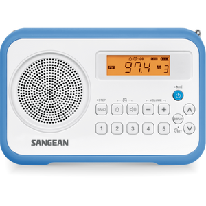 רדיו אנלוגי Sangean PR-D18 AM/FM - צבע לבן/ כחול שנה אחריות ע"י היבואן הרשמי