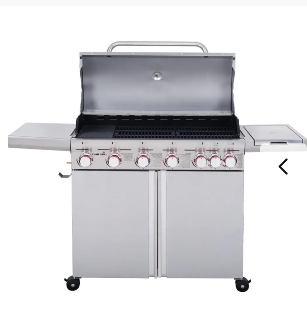 גריל גז 6 מבערים Char Grill + כירת צד KYQ-6S נירוסטה