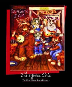 פוסטר Art Strings הציורים של קארן קאנון. BLUEGRASS CATS