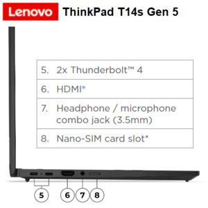 מחשב נייד Lenovo Thinkpad T14s Gen5 14"-U5-16GB-1TB-W11p