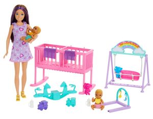 ברבי סקיפר מארז תאומים עם מיטה כפולה, נדנדה ושלל אביזרים