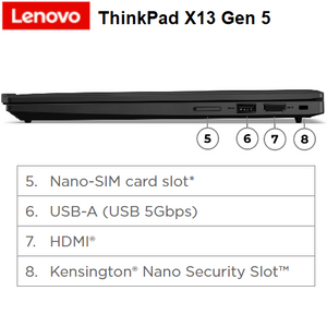 מחשב נייד Lenovo ThinkPad X13 Gen5 13.3"-U5-16GB-512GB-W11p-4G