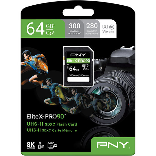 כרטיס זיכרון PNY 64GB EliteX-PRO 90 UHS-II SDXC