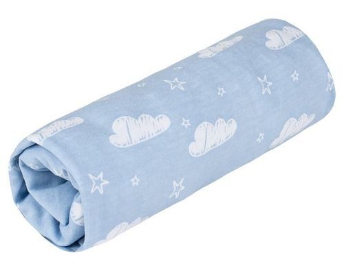 סדין מעוצב ללול תינוק / מיטת מטר 100% כותנה טריקו - תכלת עננים