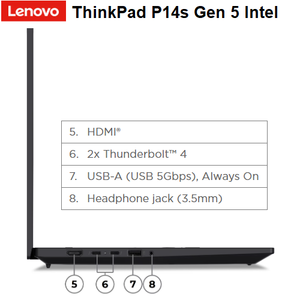 מחשב נייד Lenovo ThinkPad P14s Gen5 14.5"-U7-32GB-1TB-RTX500-W11p
