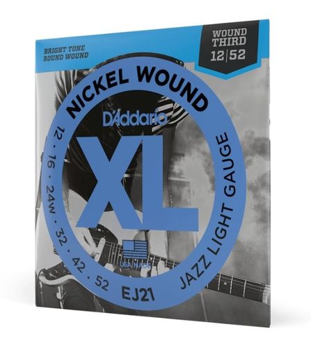זוית נוספת D'Addario EJ21 12-52 Jazz Light Electric Guitar Strings