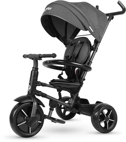 תלת אופן מתקפל ריטו סטאר Rito Star עם גגון XXL, גב גבוה וידית חדשה - שחור Q Play