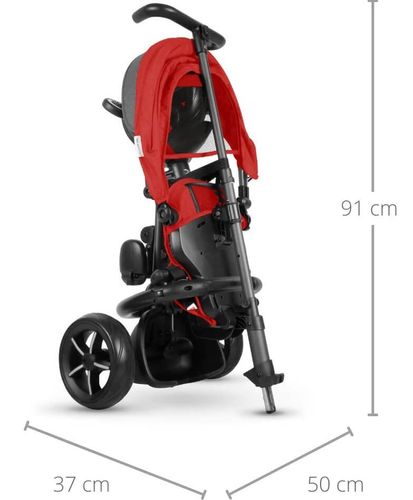 תלת אופן מתקפל ריטו סטאר Rito Star עם גגון XXL, גב גבוה וידית חדשה - שחור Q Play