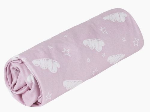 סדין מעוצב ללול תינוק / מיטת מטר 100% כותנה טריקו - ורוד עננים