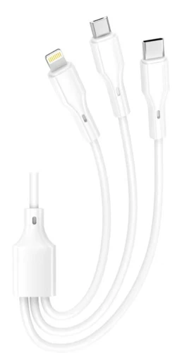 כבל טעינה 3 ב-1 משולב Cycle CY-3IN1 PLUS 2.4A (אייפון/אייפד, מיקרו, טייפ סי - Lightning, Micro, Type-C)
