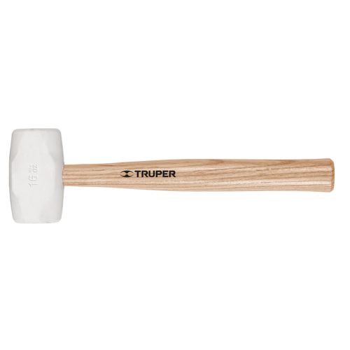 פטיש גומי לבן 454 גרם 16oz ידית עץ TRUPER