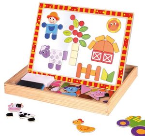 לוח עץ מגנטי שולחני דו-צדדי 85 חלקים - חווה