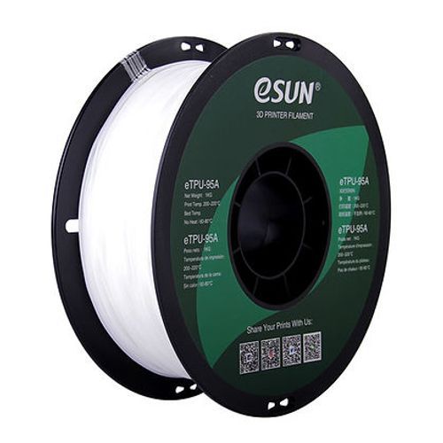 פילמנט eSUN eTPU-95A לבן להדפסת חלקים גמישים בתלת־ממד