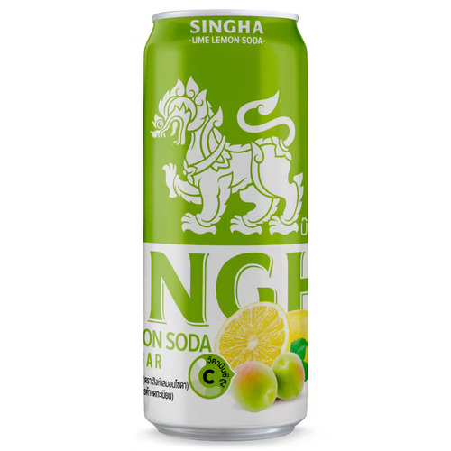 SINGHA - משקה סודה סינגה בטעם שזיף יפני ולימון ללא סוכר 330 מ