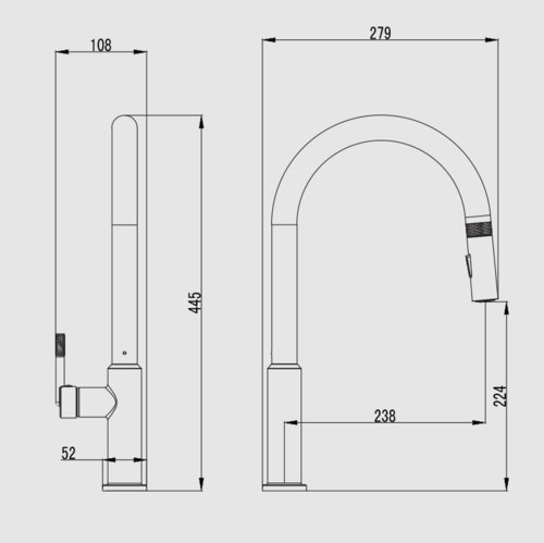 ברז ערבוב נשלף למטבח מסדרת דן, דגם 51858 של מדגל כרום ניקל